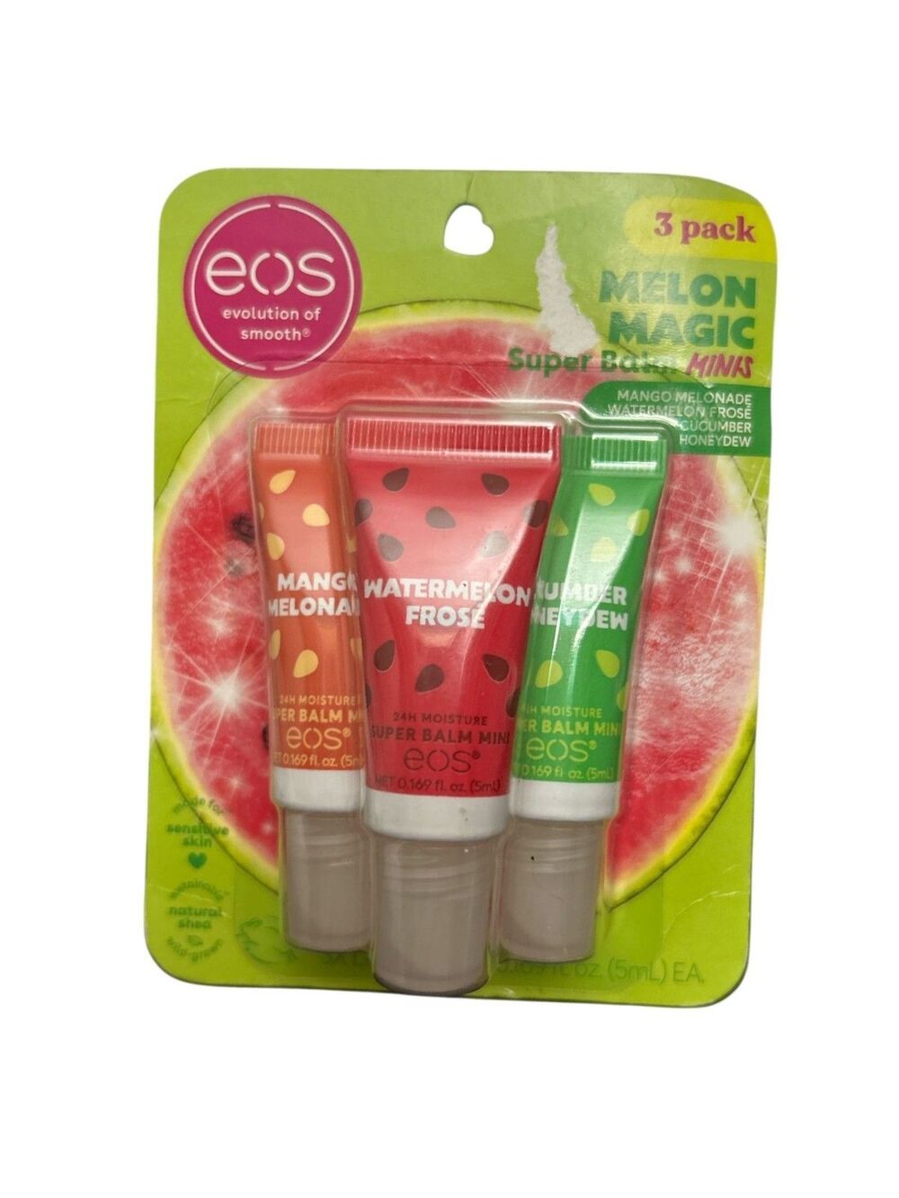 eos Melon Magic Super Balm Minis 3-Pack Mango, Watermelon, & Cucumber Lip Balms